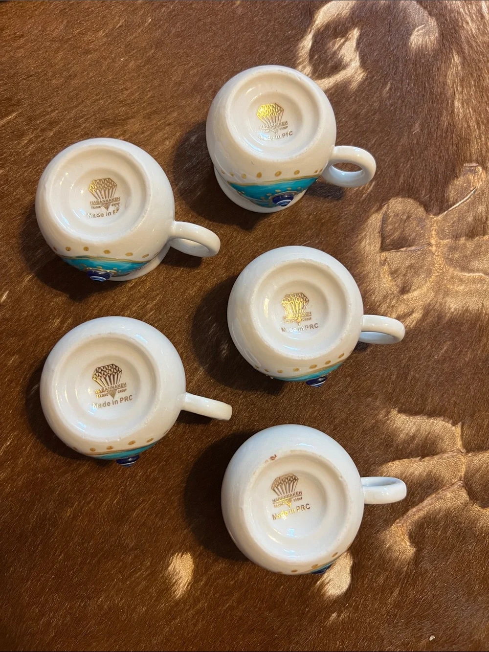 Decorative Blue Evil Eye Espresso Cup and Saucer Set - 9pc